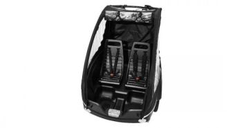 Winther Kangaroo Lite mit Regenverdeck und 2 Kindersitzen schwarz rot