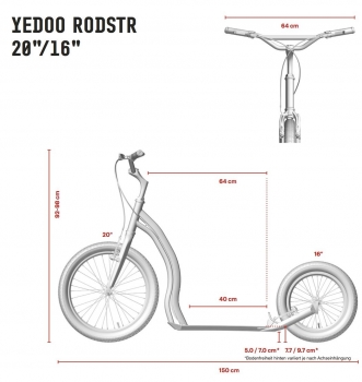 Yedoo Rodstr Tretroller 20/16 Zoll Red