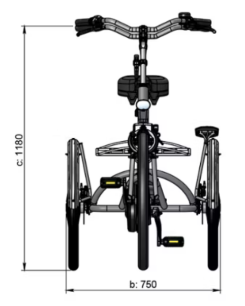 VANRAAM Twinny PLUS 3-Rad Elektro 846Wh Tandem teilbar BLAUGRAU