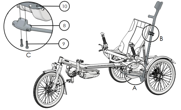 Hase Bikes Halter für Gehhilfe 28338 für Kettwiesel One