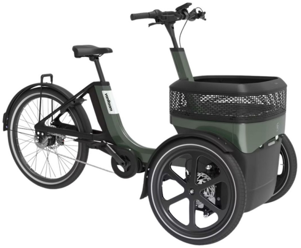 vanRaam Thuja Enviolo Riemenantrieb 410Wh Cargo Basket Kettenantrieb grün