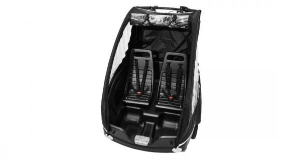 Winther Kangaroo Lite mit Regenverdeck und 2 Kindersitzen schwarz rot