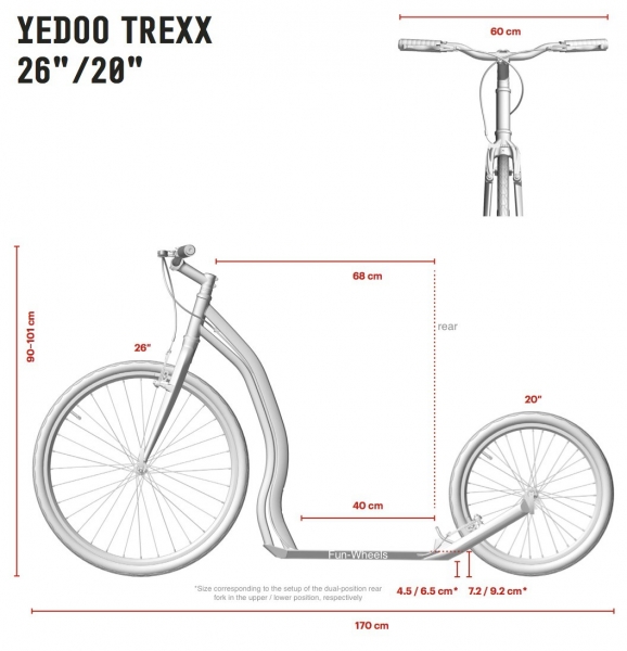 Yedoo Trexx Tretroller 26/20 Zoll 7.9kg rot